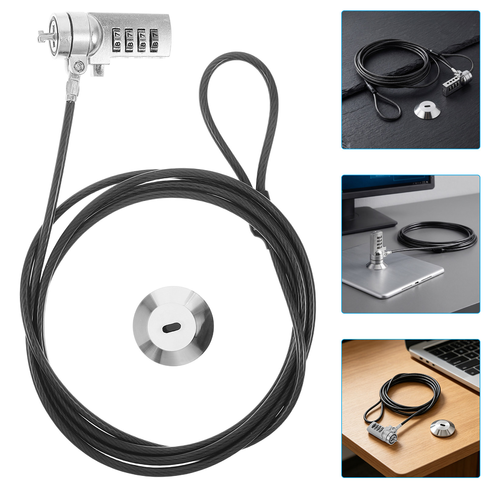 Cable Lock Laptop - 1 Set Laptop-Kombinationsschloss mit 1,8 m