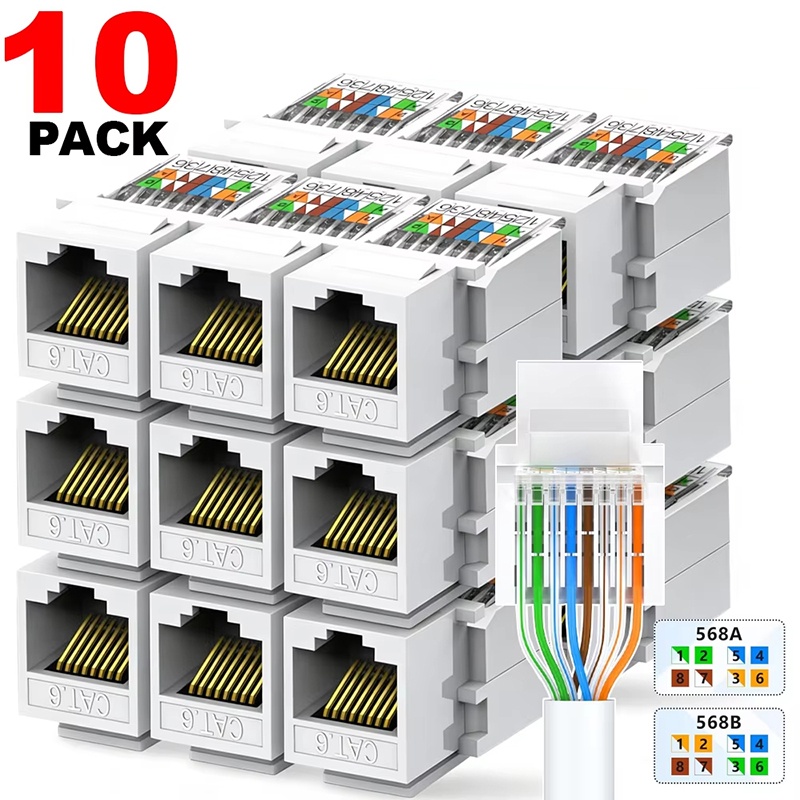 Patch Panel Cat6 - Cat6 Keystone Ethernet RJ45 Netzwerkmodul, Buchsenanschluss,