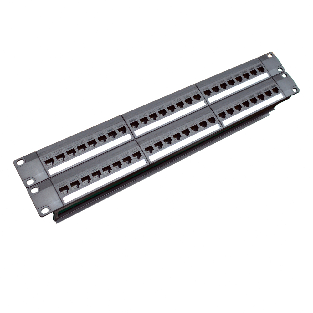 Patch Panel Cat6 - 19in 2U Schrank Pass-durch 48 Port