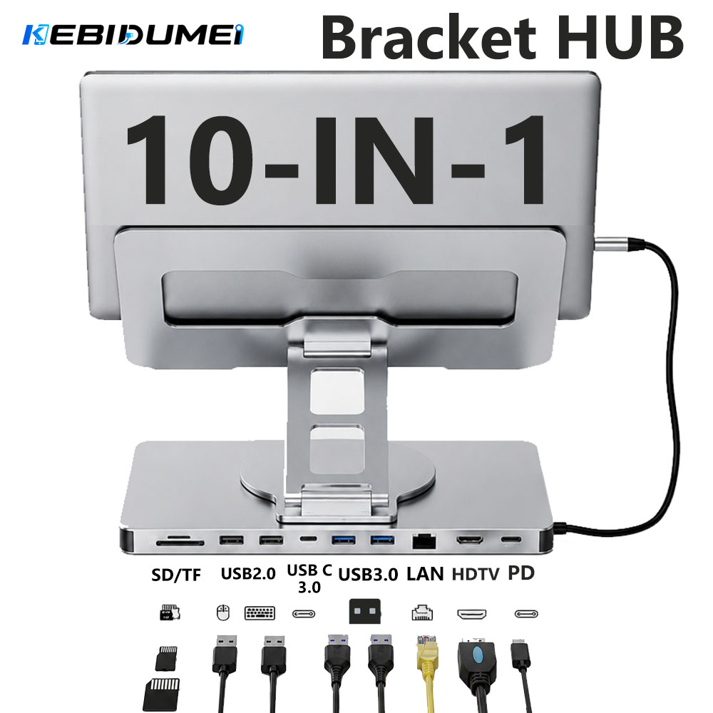 Gigabit Network Card - KEBIDUMEI 10-in-1 Laptop-Halterung Dockingstation USB3.0 PD100W